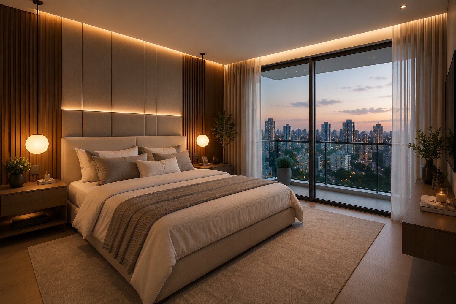 Quarto confortável com vista panorâmica da cidade